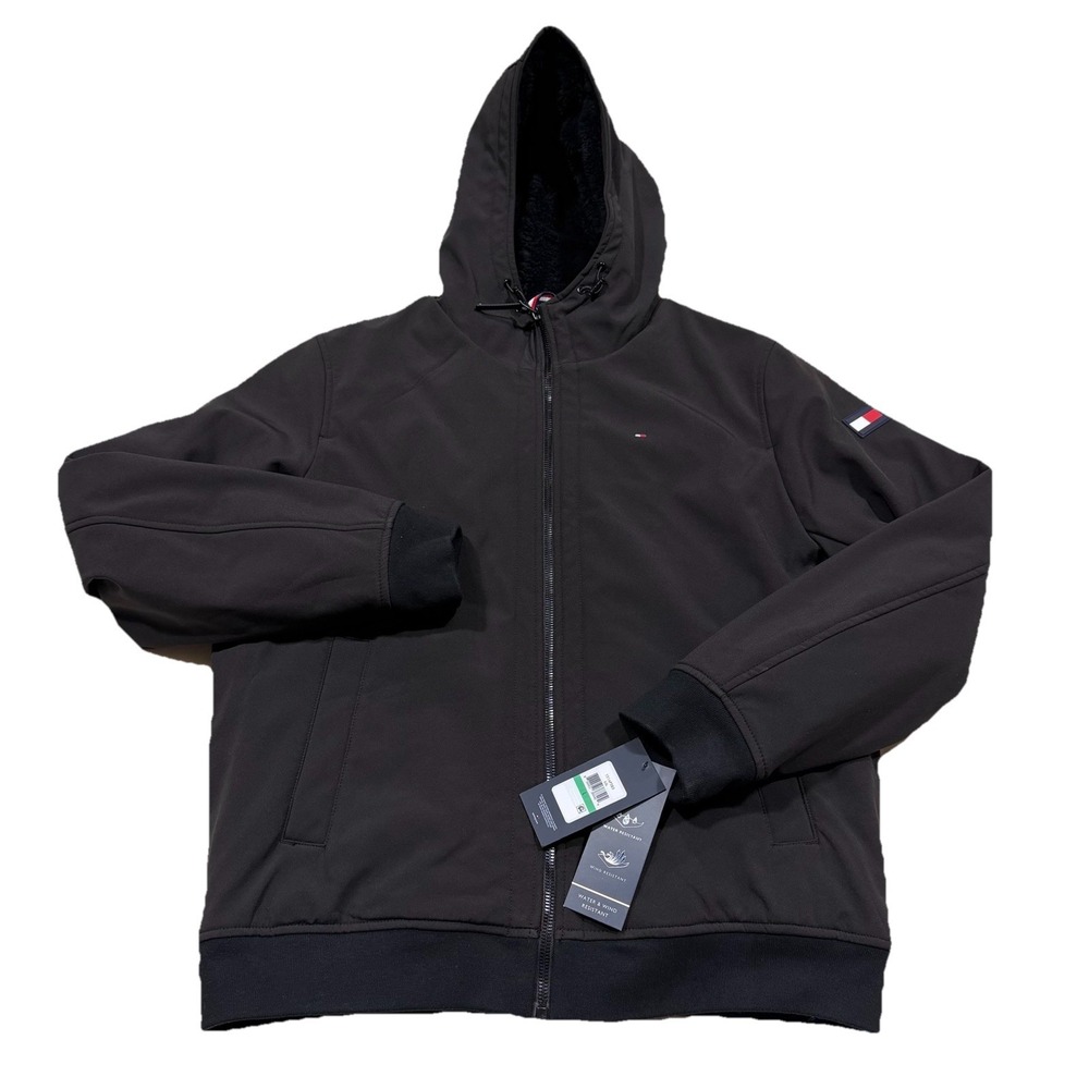 Tommy Hilfiger Jacket Mens Sz L Black Serpa Lined Water Wind Resistant 151AP383
